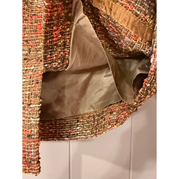 J. CREW The Pencil Skirt Tweed Orange Brown Multi Color‎ Size 2 - Picture 5 of 9